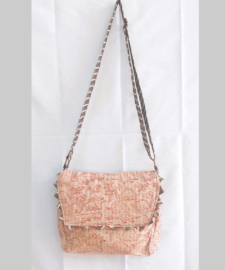 Peach handcrafted boho sling bag