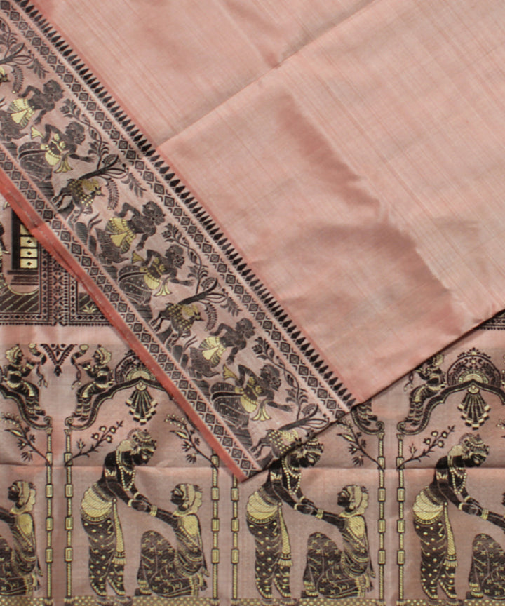 Mauve peach handwoven silk baluchari saree