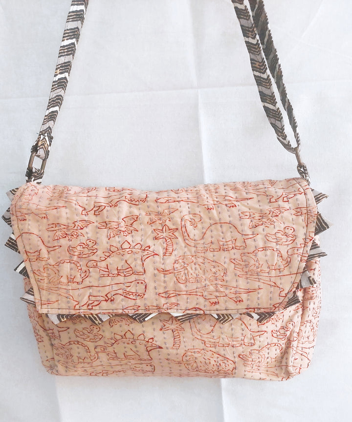 Peach handcrafted boho sling bag