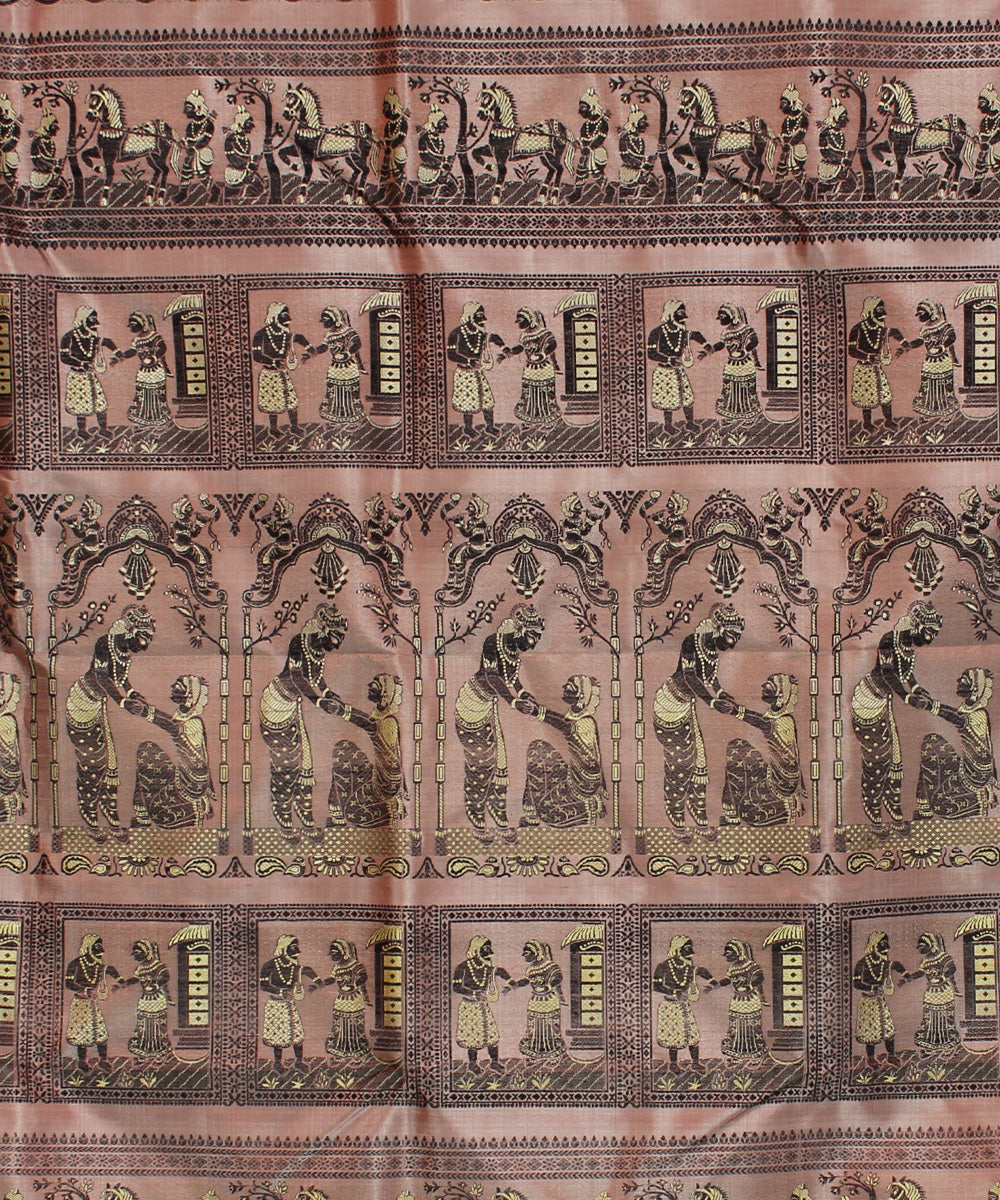 Mauve peach handwoven silk baluchari saree