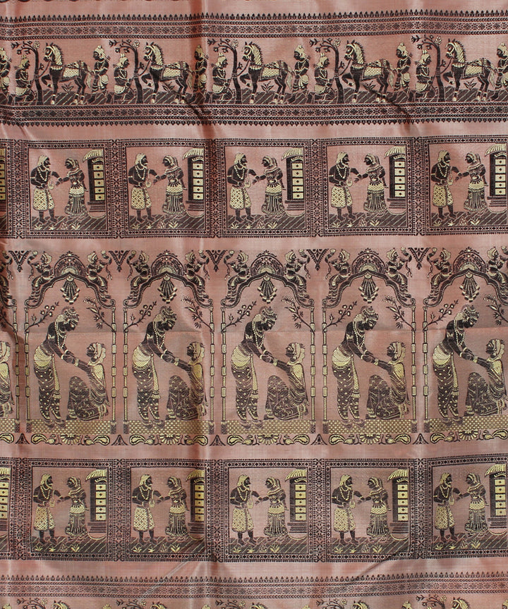 Mauve peach handwoven silk baluchari saree