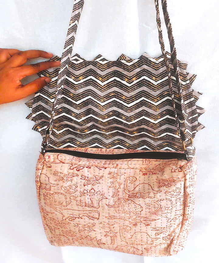 Peach handcrafted boho sling bag