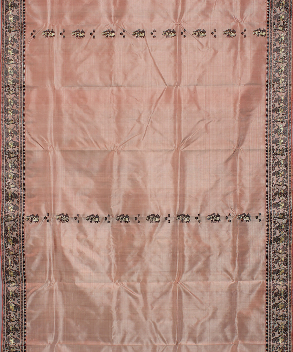 Mauve peach handwoven silk baluchari saree