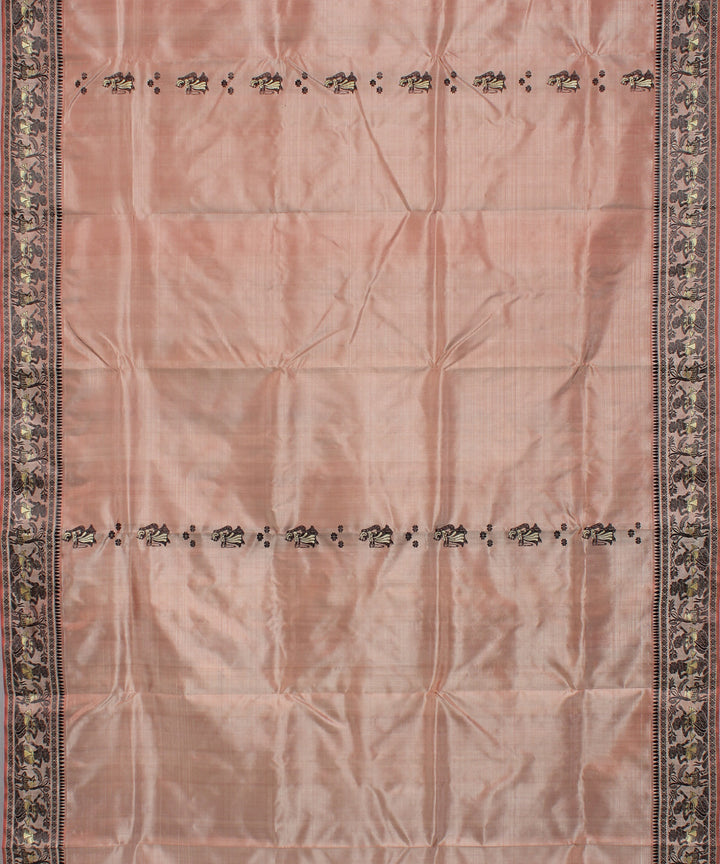 Mauve peach handwoven silk baluchari saree