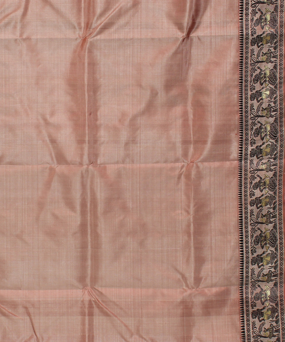 Mauve peach handwoven silk baluchari saree