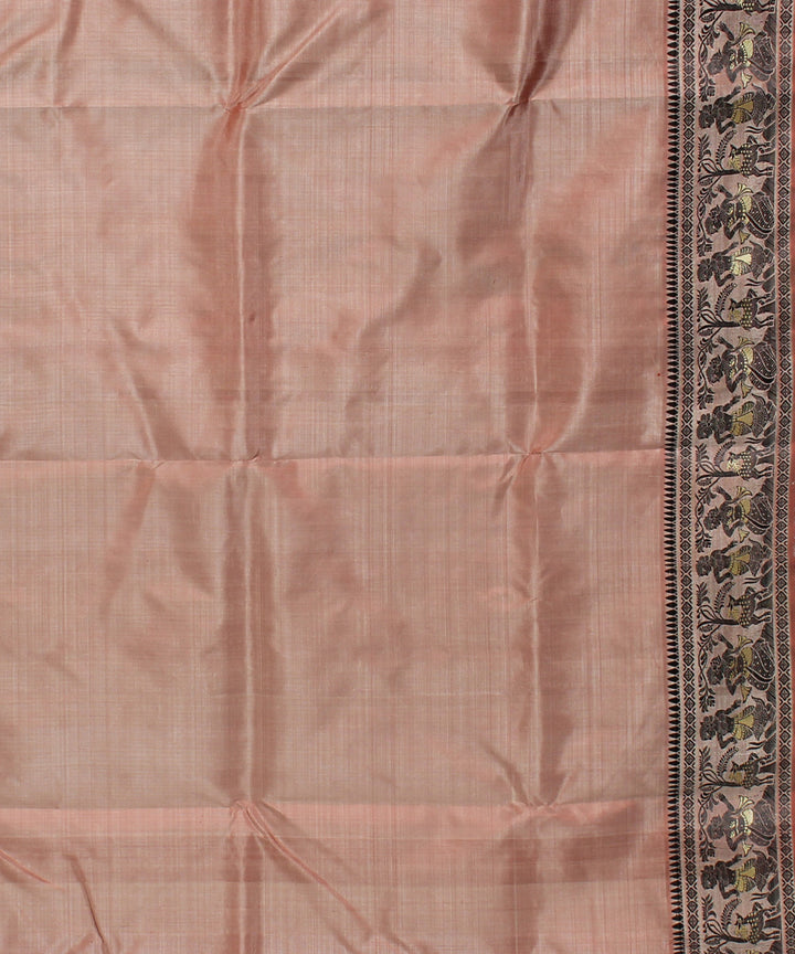Mauve peach handwoven silk baluchari saree