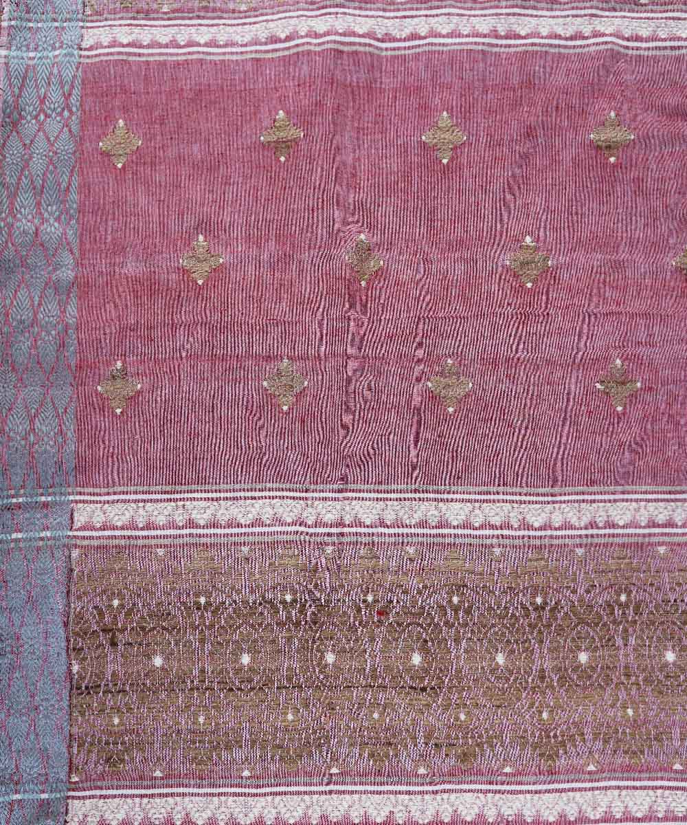 Mauve natural dyed cotton silk handloom assam saree