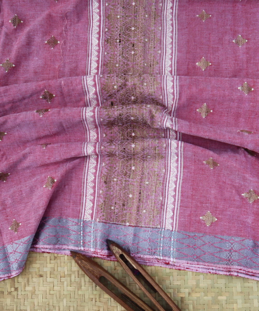 Mauve natural dyed cotton silk handloom assam saree