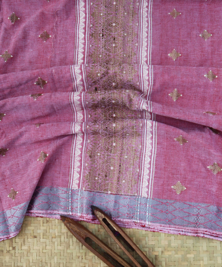Mauve natural dyed cotton silk handloom assam saree