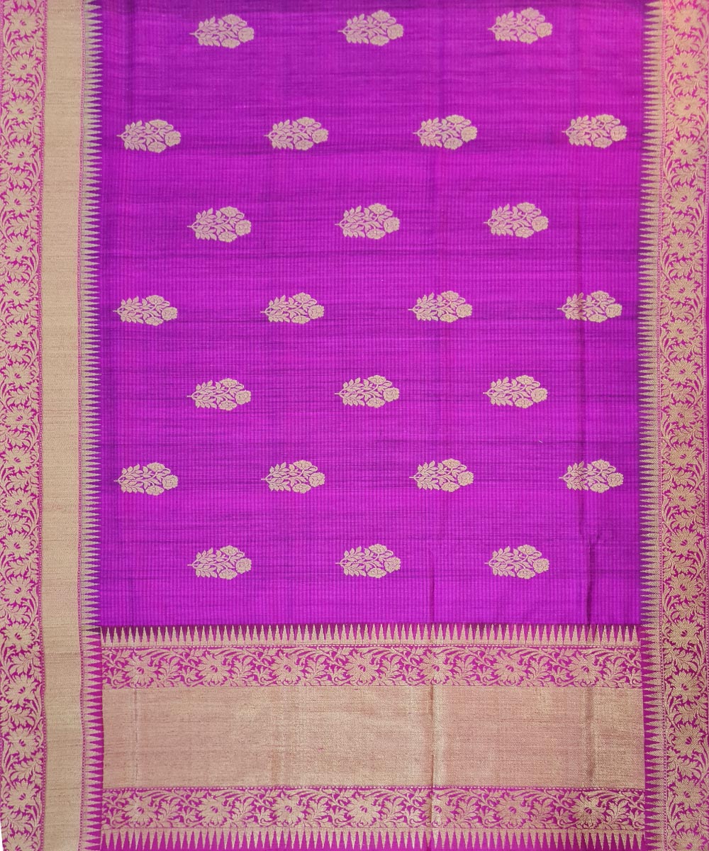 Pink purple handwoven banarasi silk saree