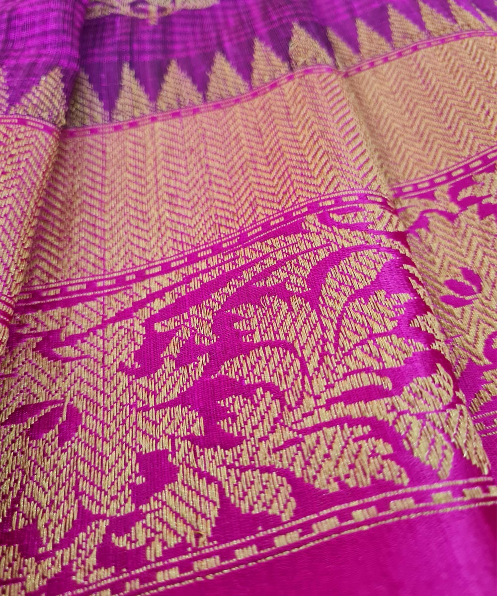 Pink purple handwoven banarasi silk saree