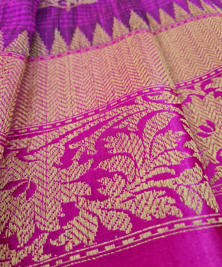 Pink purple handwoven banarasi silk saree