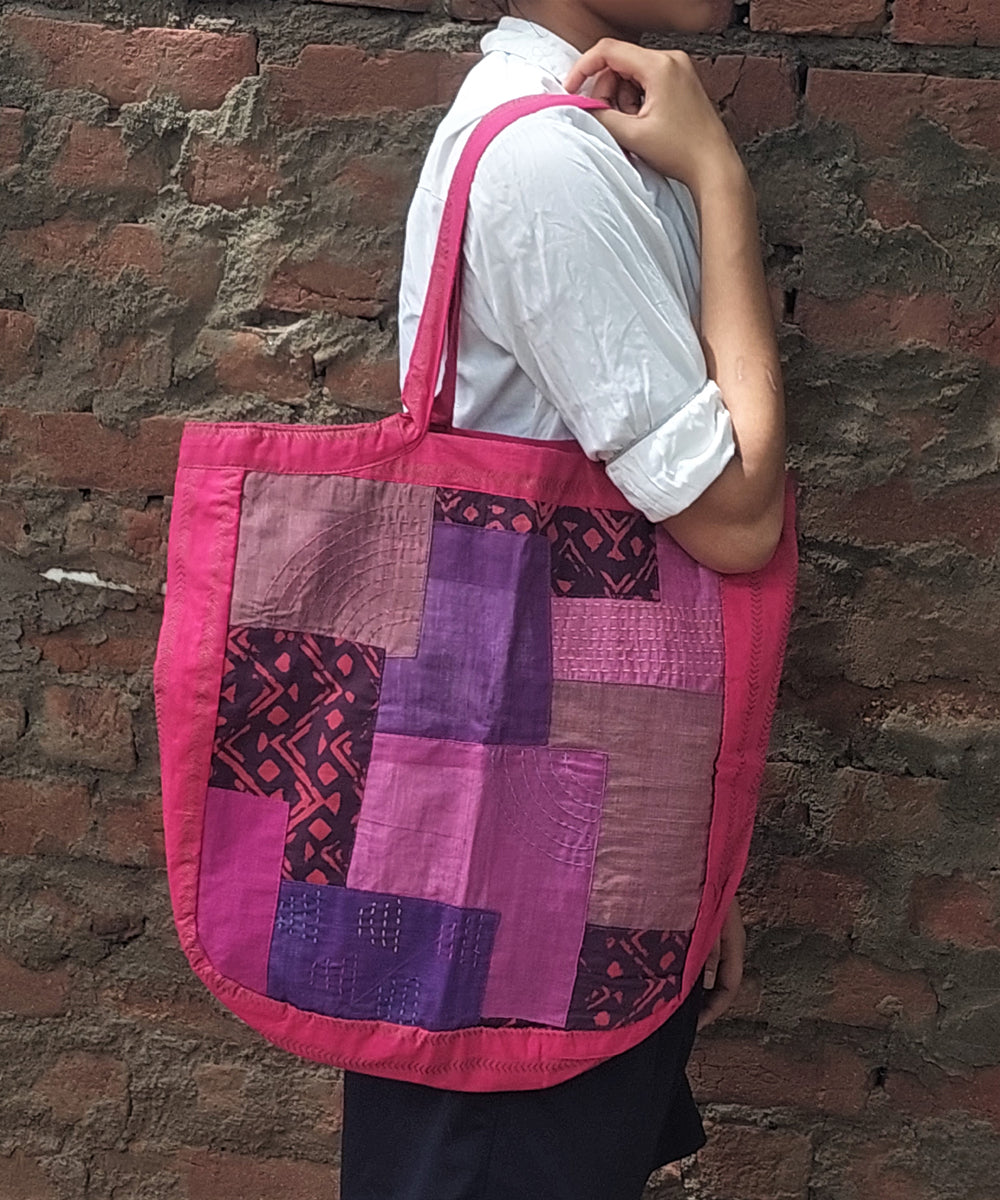 Pink handcrafted cotton katran sling bag