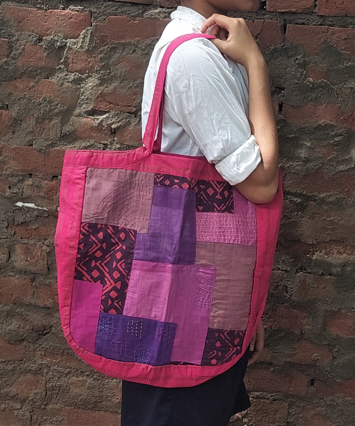 Pink handcrafted cotton katran sling bag