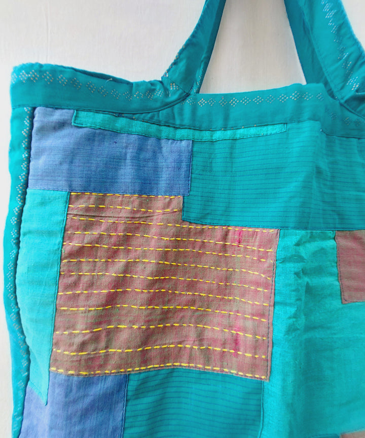 Blue handcrafted cotton katran sling bag