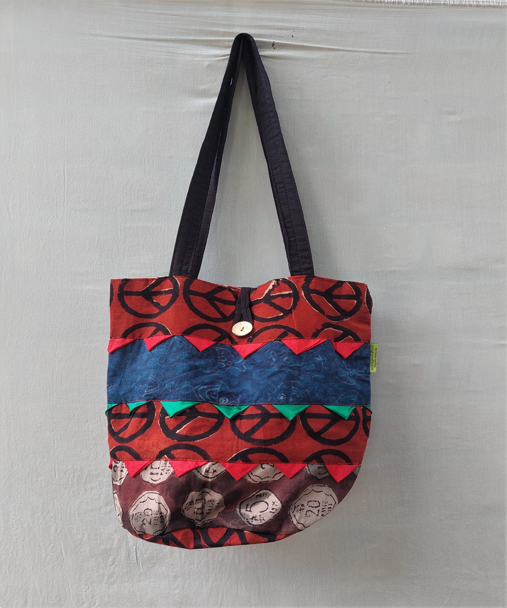 Multi colour handmade cotton katta sling bag