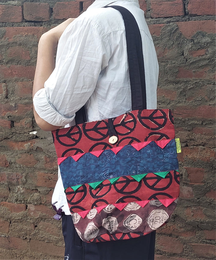 Multi colour handmade cotton katta sling bag