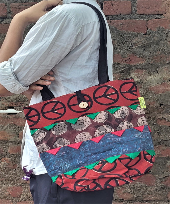 Multicolor handcrafted cotton katta sling bag