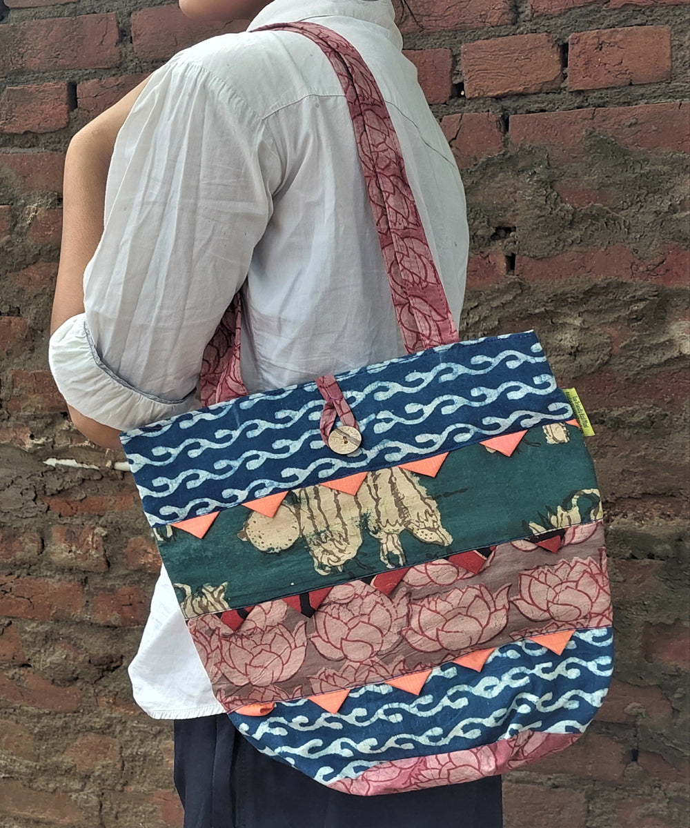 Multicolor handmade cotton katta sling bag