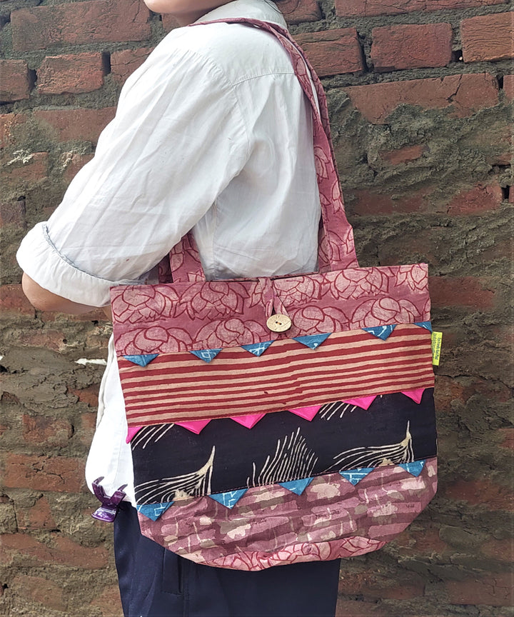 Multicolour handmade cotton katta sling bag