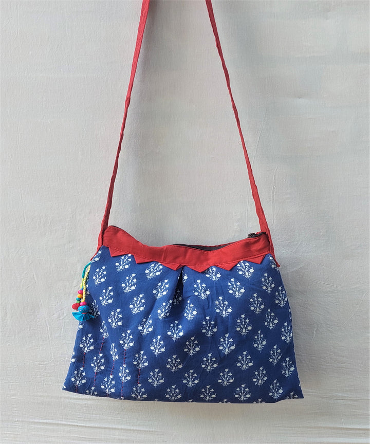 Blue handcrafted vegetable dye cotton sling bag