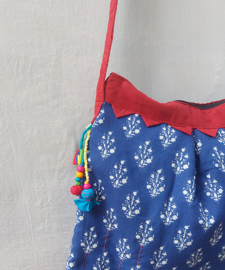 Blue handcrafted vegetable dye cotton sling bag
