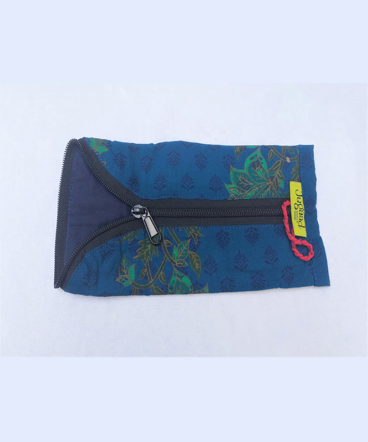 Blue handmade cotton katran pencil pouch