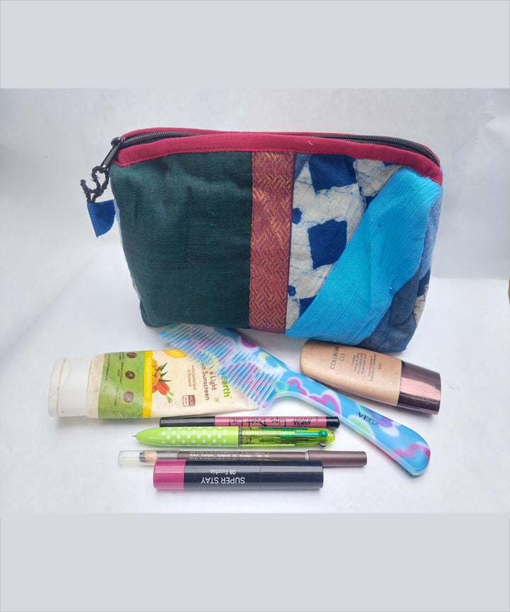 Blue hand crafted cotton katran toilet pouch