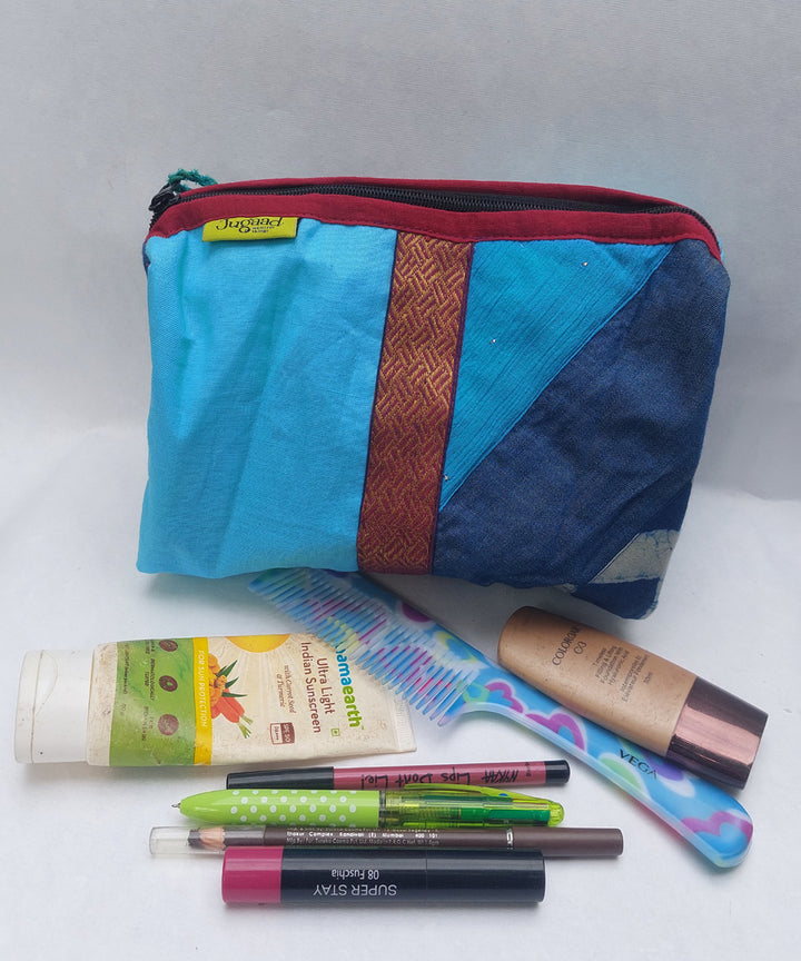 Blue handcrafted cotton katran toilet pouch(big)