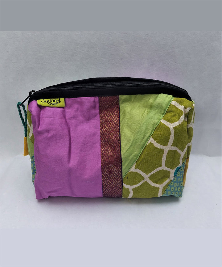 Green purple handcrafted cotton katran toilet pouch