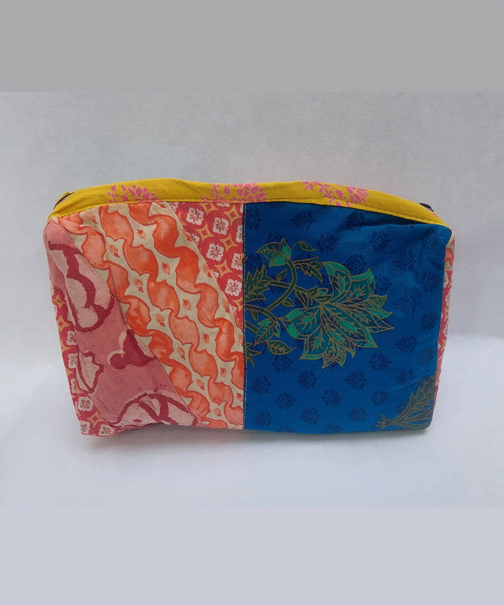 Orange blue handcrafted cotton katran toilet pouch