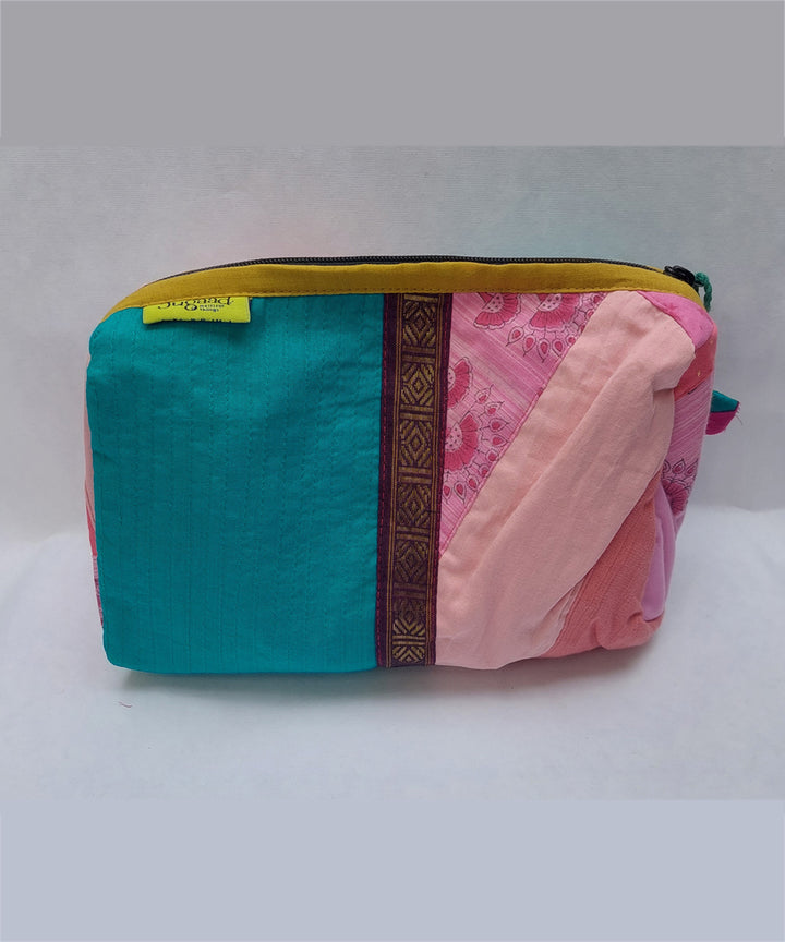Green pink handcrafted cotton katran toilet pouch