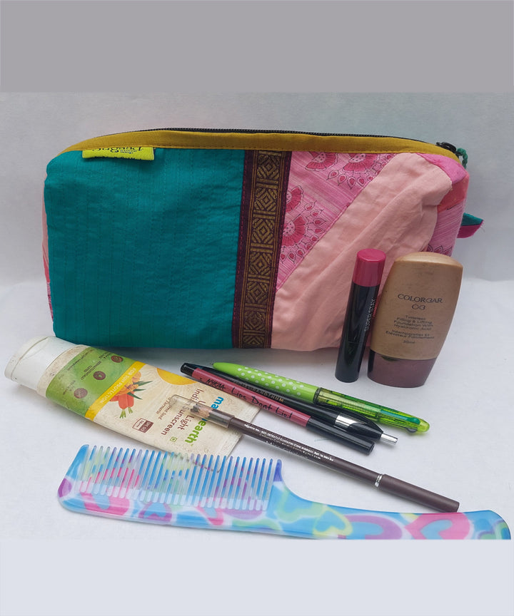 Green pink handcrafted cotton katran toilet pouch