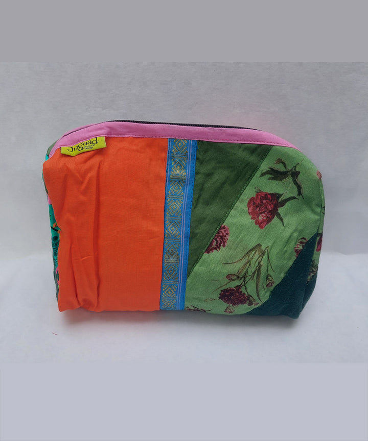 Green orange handcrafted cotton katran toilet pouch(big)