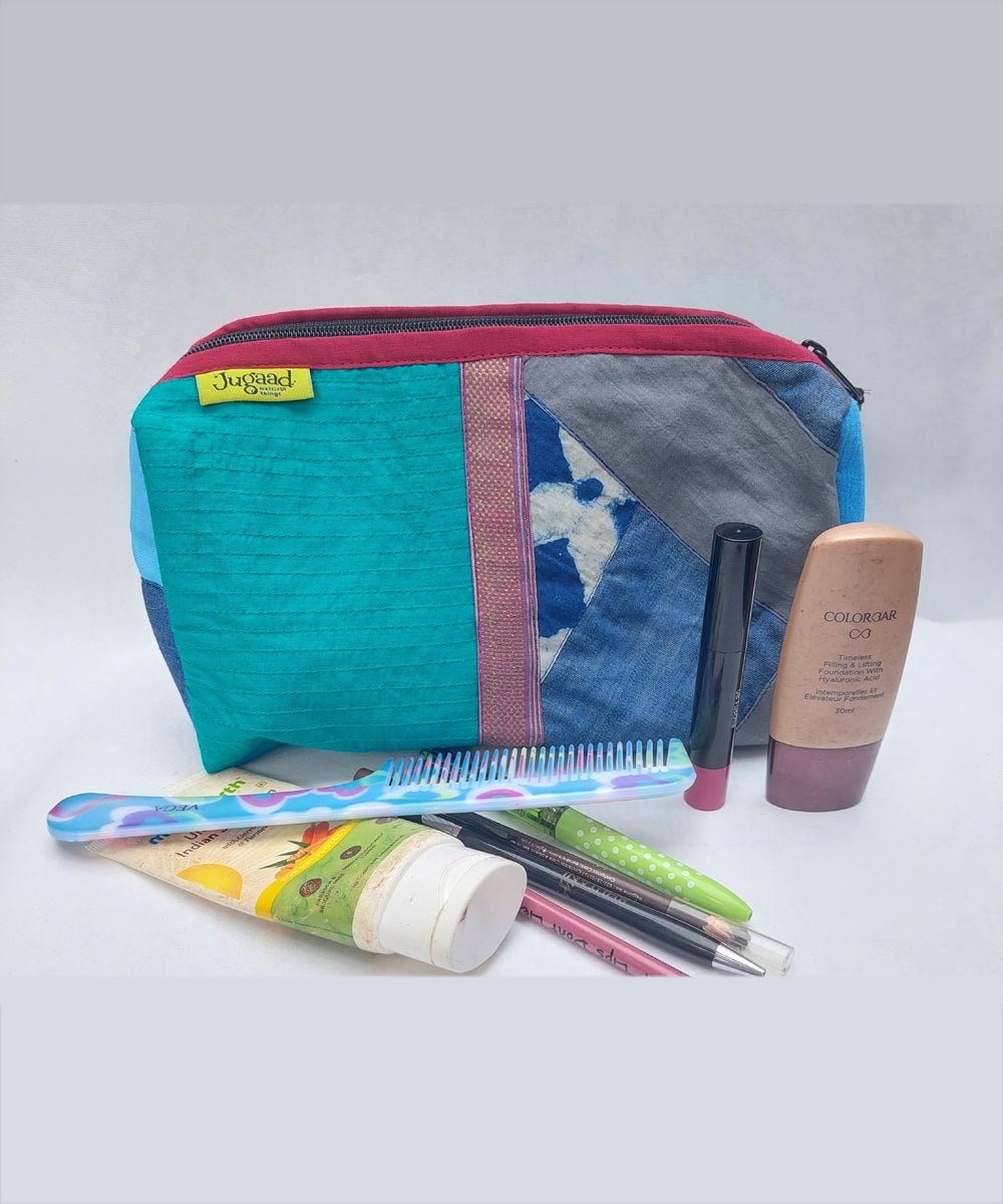 Blue handcrafted cotton katran toilet pouch