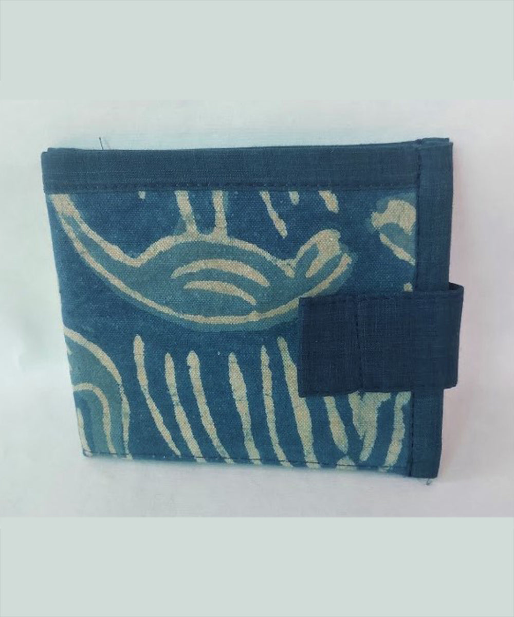 Blue hand crafted cotton wallet