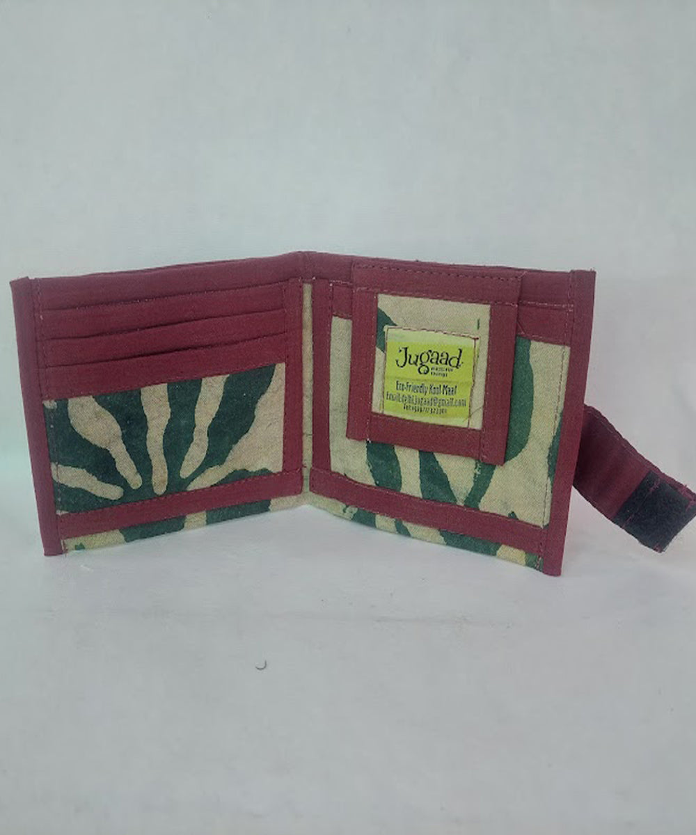 Green hand crafted cotton wallet