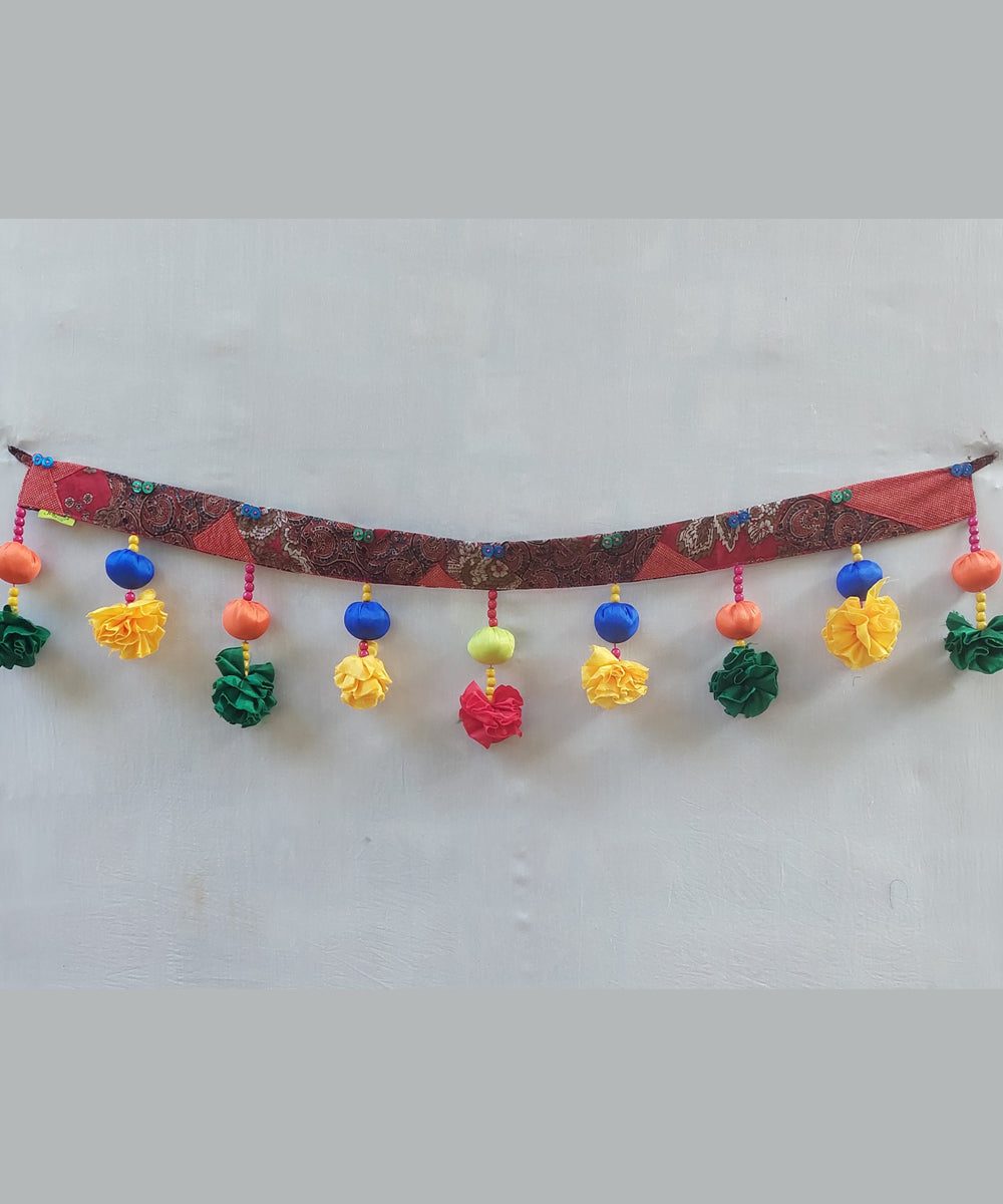 Multi colour handcrafted cotton silk toran