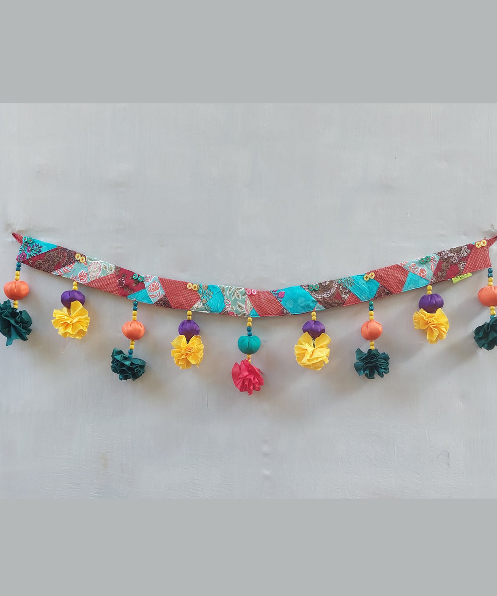 Multi color hand crafted cotton silk toran