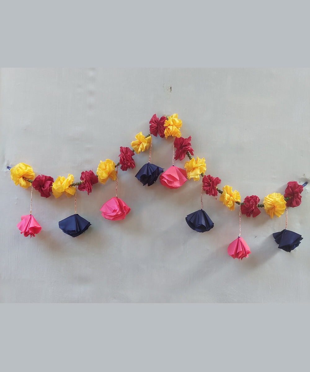 Multicolour handcrafted cotton silk toran