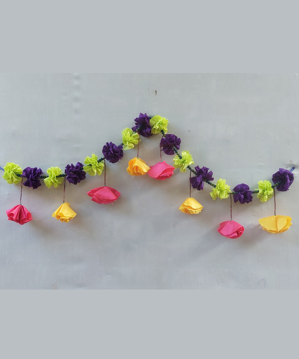 Multicolor handcrafted cotton silk toran