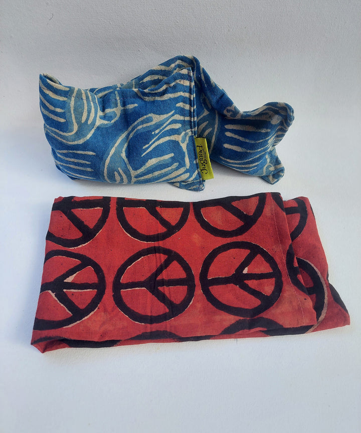 Blue red handcrafted vegetable dye canvas cloth heat pad(big)