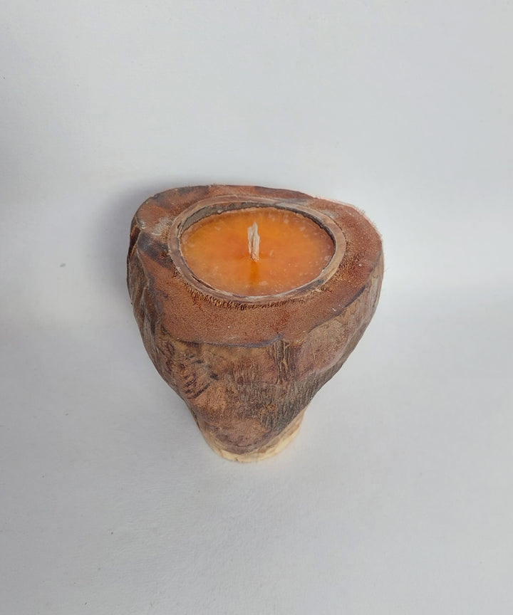 Orange hancrafted coconut shell candle