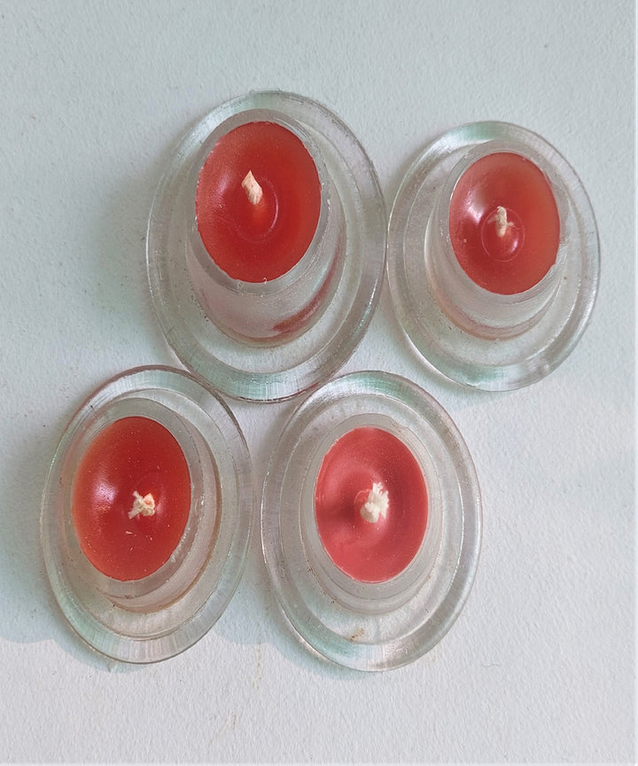 Red handcrafted glass candle set of 4