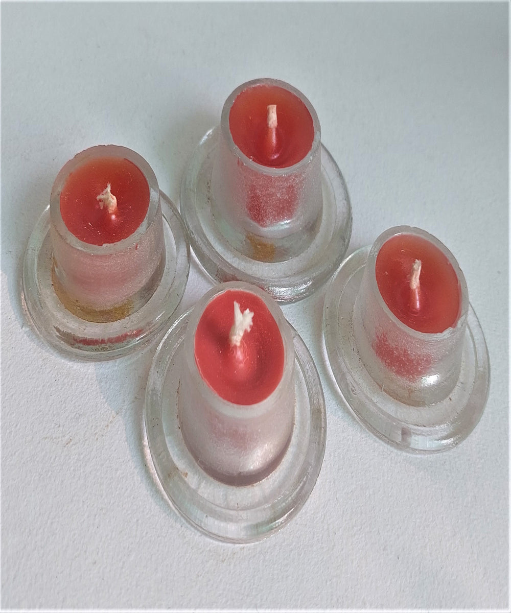 Red handcrafted glass candle set of 4