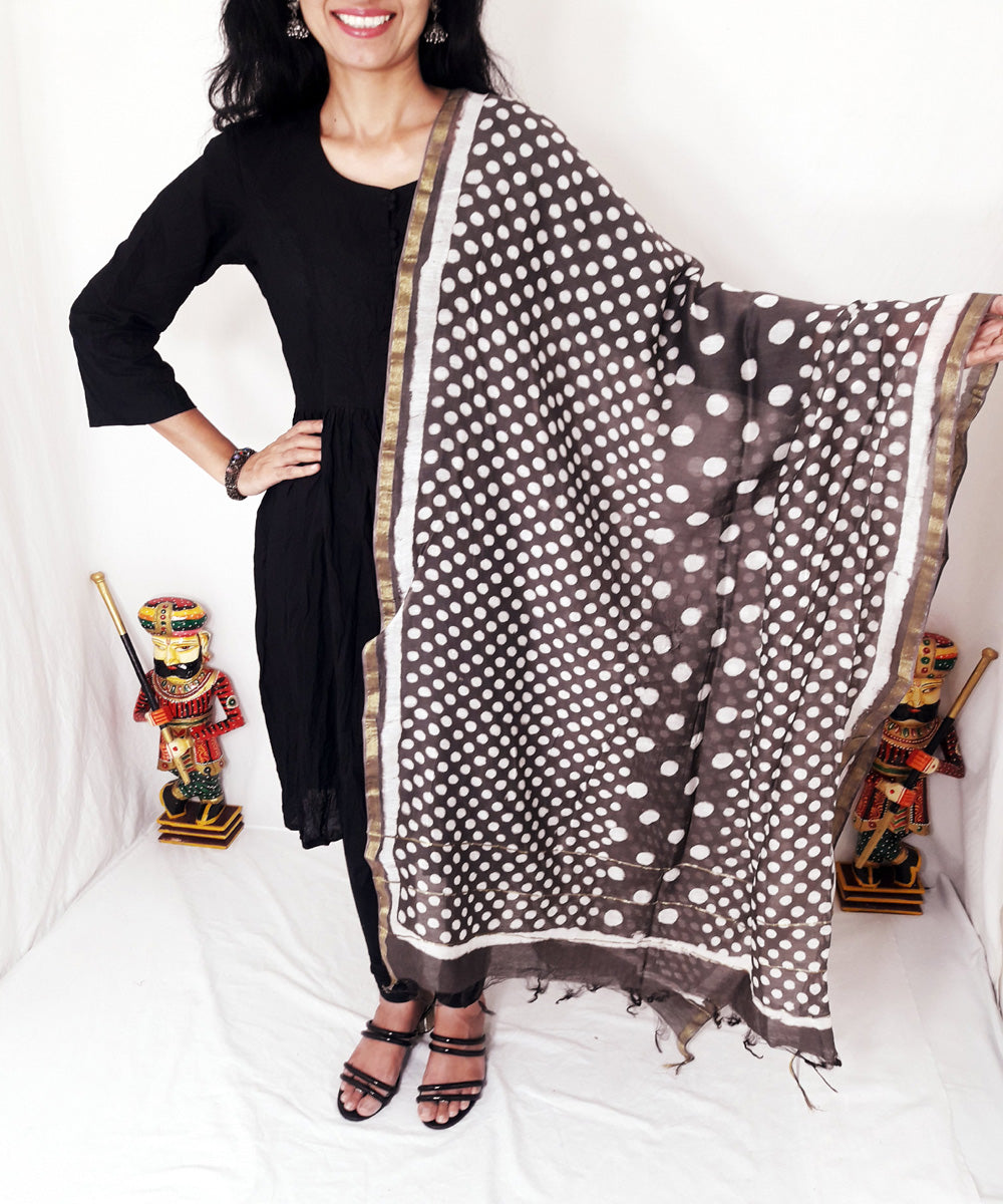 Kashish print handblock printed chanderi silk dupatta