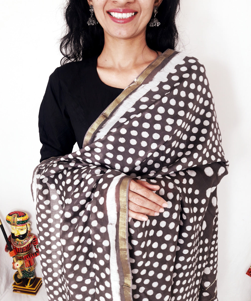 Kashish print handblock printed chanderi silk dupatta