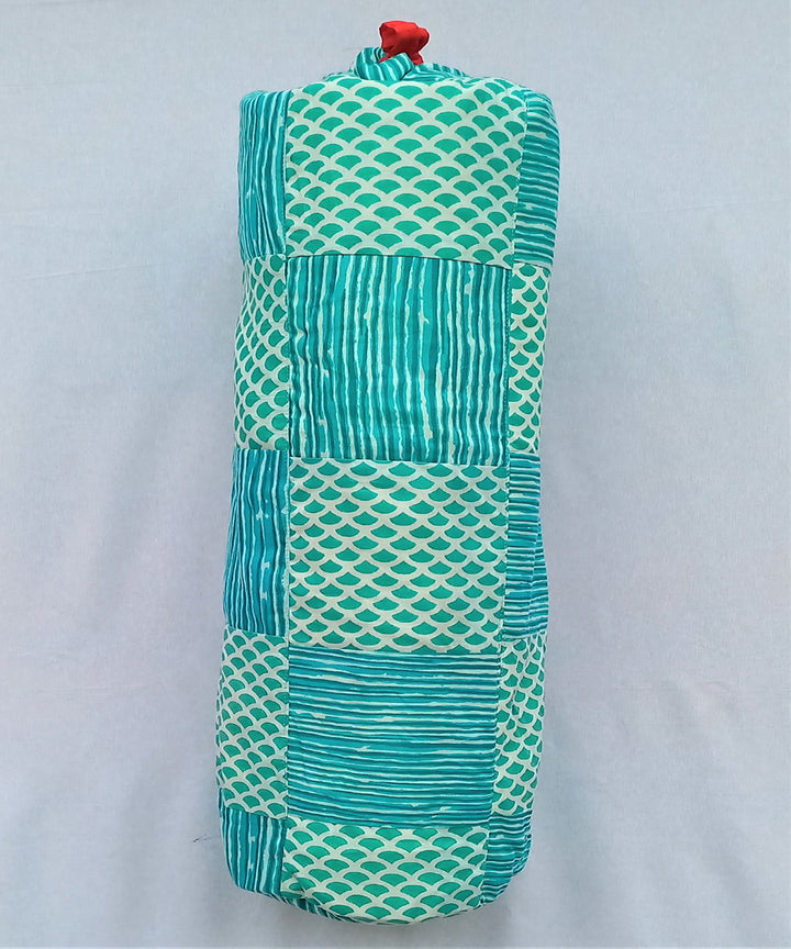 Green blue cotton handcrafted yoga mat bag