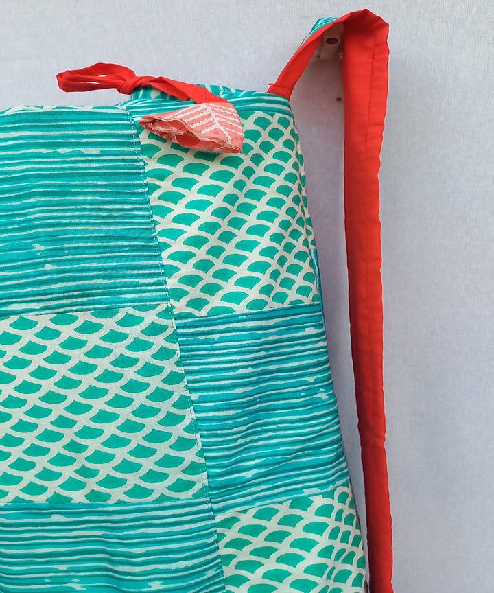 Green blue cotton handcrafted yoga mat bag