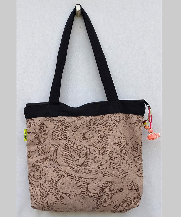 Light brown handcrafted canvas jhola bag